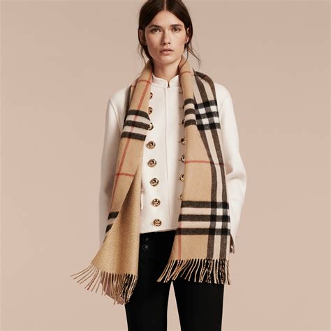 burberry metallic check scarf camel|Reversible Check Wool Silk Scarf in Camel .